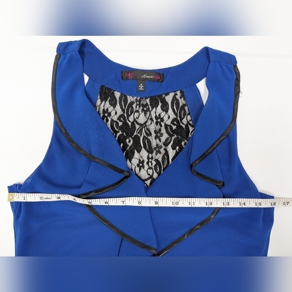 Heart Soul women's royal blue ruffled sleeveless top size M - Picture 7 of 13